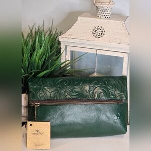 Patricia Nash Green Embossed Clutch